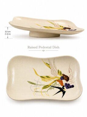 Vintage Red Wing Pottery Capistrano Pedestal Dish With Bird & Grape De